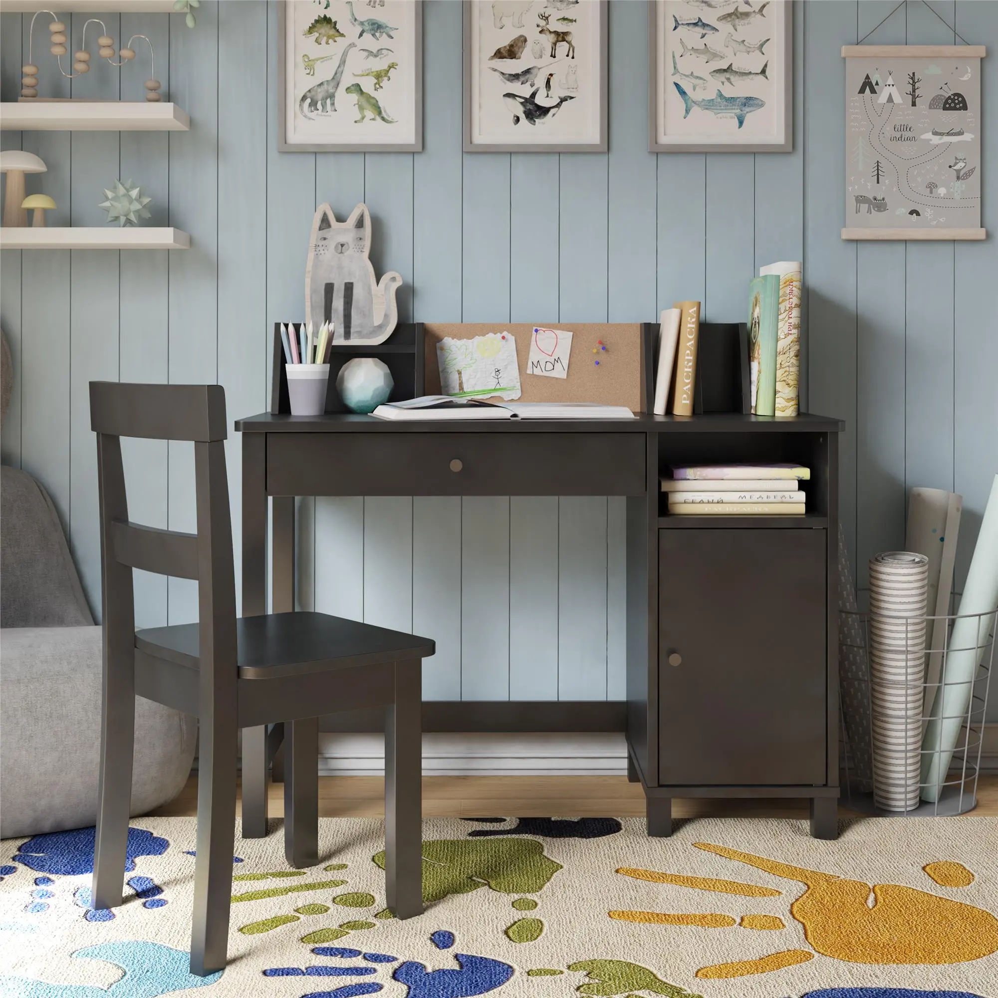 Abigail Kids Black Desk with Chair