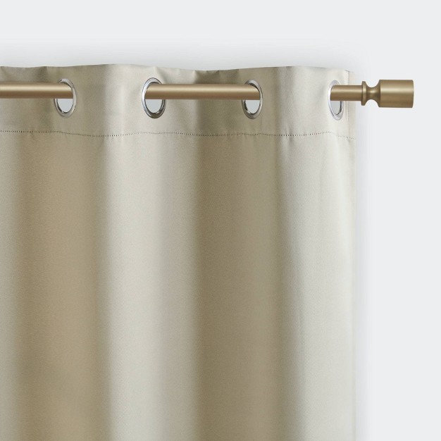 Set Of 2 Aljed Solid Blackout Triple Weave Grommet Top Curtain Panel Beige