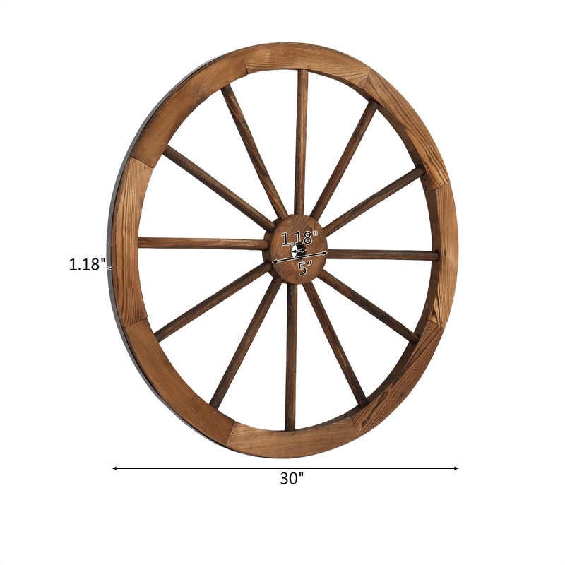 2pcs 30/24 Inch Old Western Style Garden Art Wall Decor Wooden Wagon Wheel