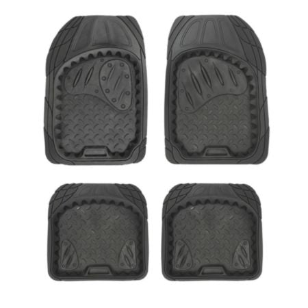 Autocraft Truck Tray Floor Mats， Black Rubber， Heavy-Duty/All-Season， Trim to Fit， 4 Piece Set