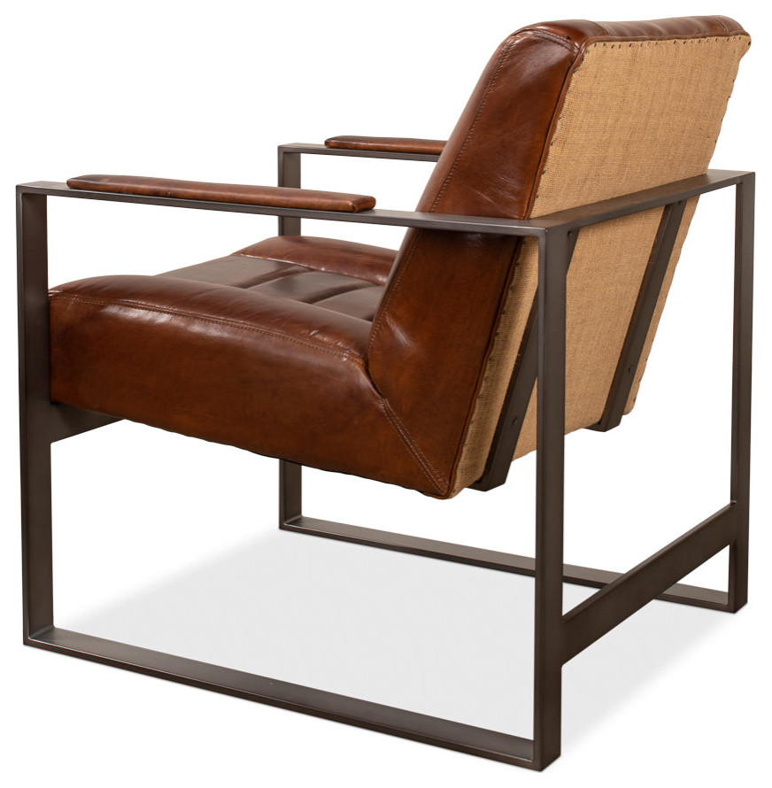 Stuttgart Leather Accent Chair Metal Frame   Contemporary   Armchairs And Accent Chairs   by Sideboards and Things  Houzz