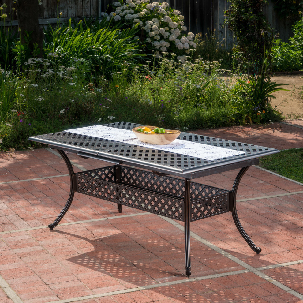 GDF Studio Ariel Outdoor Patina Copper Finish Expandable Dining Table   Transitional   Outdoor Dining Tables   by GDFStudio  Houzz