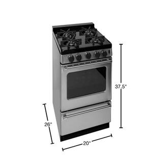 Premier ProSeries 20 in. 2.42 cu. ft. Freestanding Gas Range with Sealed Burners in Stainless Steel P20S3102PS