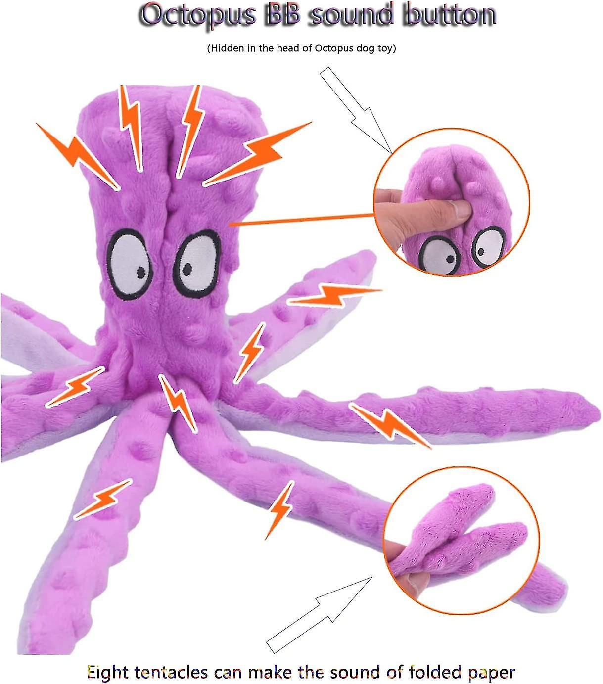 Octopus Dog Toys， No Stuffing Squeaky Dog Toys Interactive Octopus Dog Chew Toys With Crinkle Paper For Small Medium Dogs Playing And Training (purple
