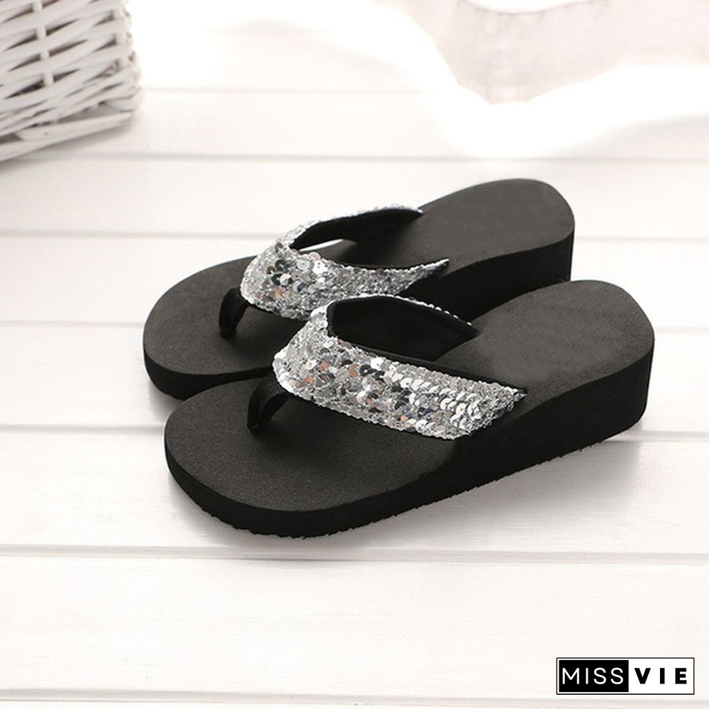 New Stylish Women's Summer Sequins Anti-Slip Sandals Slipper Indoor & Outdoor Flip-Flops