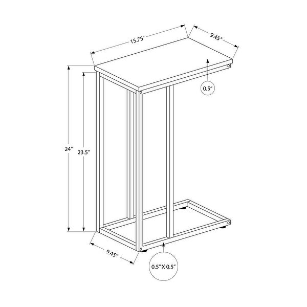 Accent Table， C-shaped， End， Side， Snack， Living Room， Bedroom， Metal， Laminate， Contemporary， Modern - 15.75