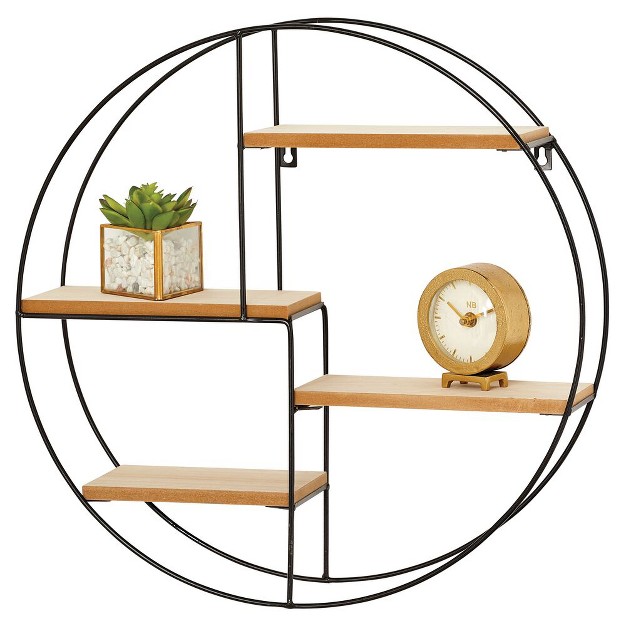 Mdesign Round Wall Mount Display Storage Organizer 4 Shelf Black natural