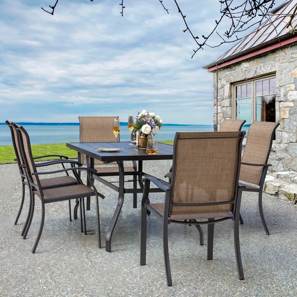 Outdoor 5 Piece Dining Set  Textilene Fabric  Powder coated Iron Frame