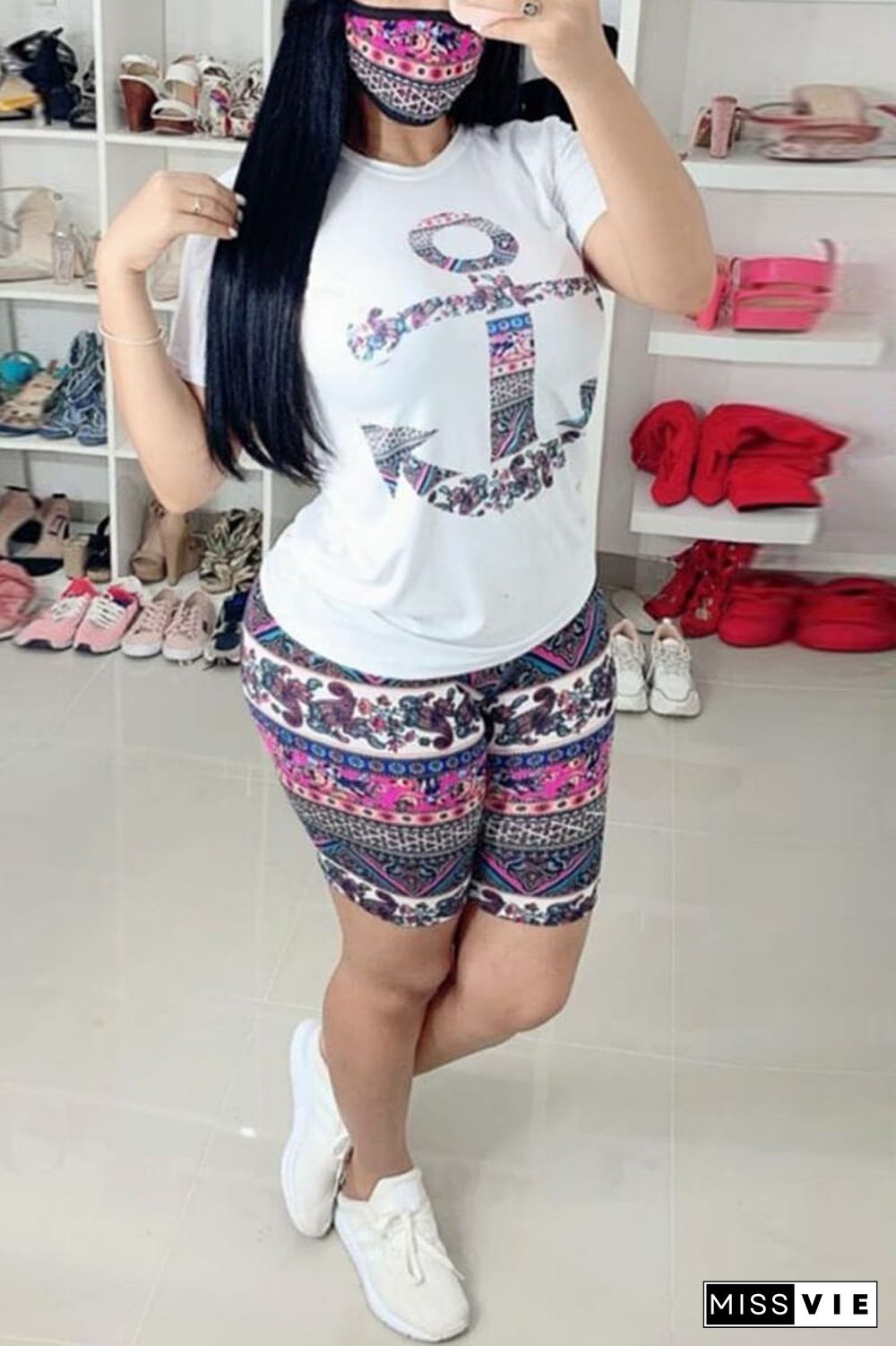 Fashion Printed Shorts Two Piece