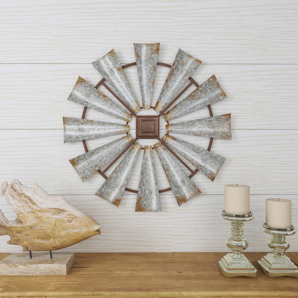 Silver Metal Farmhouse Abstract Wall Decor   30 x 1 x 30Round