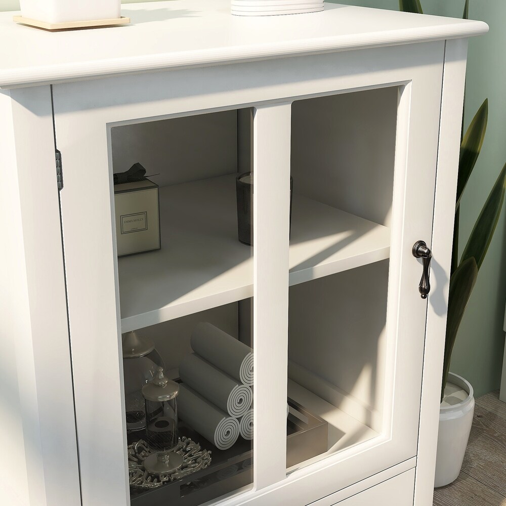 Modern Kitchen Buffet Sideboard Storage Cabinet with Glass Doors and Drawers