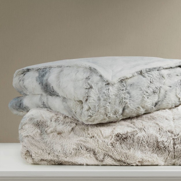 Oversized Aina Faux Fur Throw Blanket Madison Park