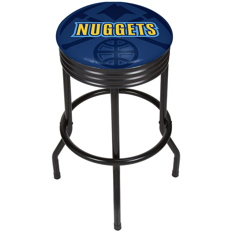 Denver Nuggets Padded Ribbed Black Bar Stool