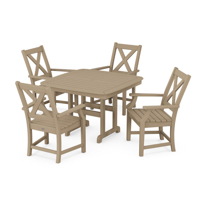 Polywood Braxton 5-Piece Dining Set with Trestle Legs in Vintage Finish PWS908-1-V