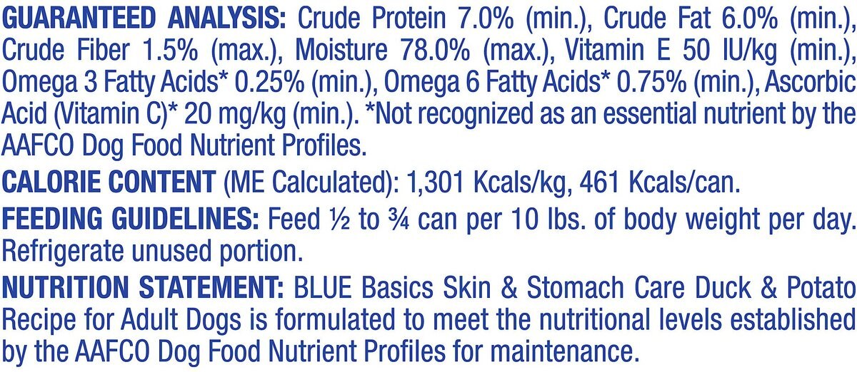 Blue Buffalo Basics Skin and Stomach Care Grain-Free Duck and Potato Adult Canned Dog Food