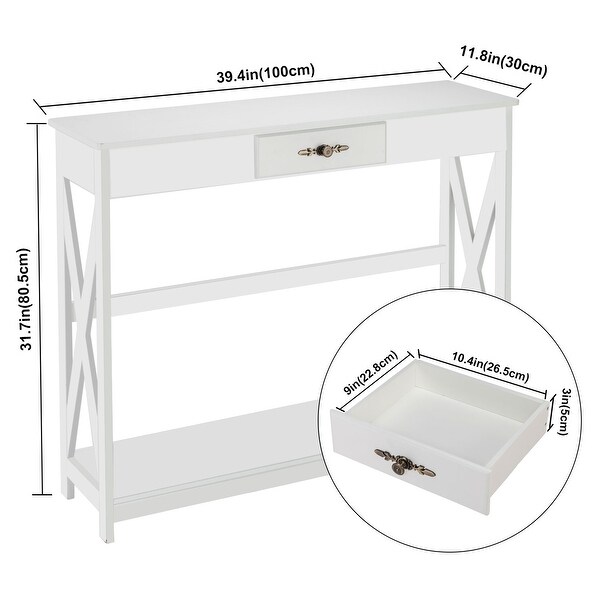 Entryway Table Sofa Table with Drawer and Shelf Slim Console Table with Storage for Hallway