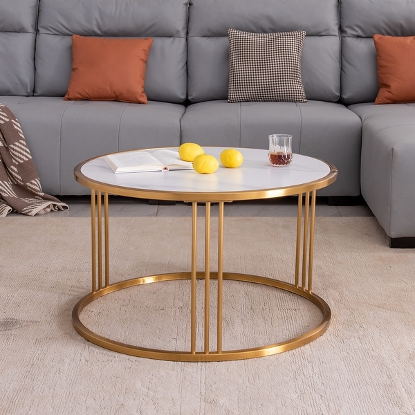 Golden stainless steel frame coffee table