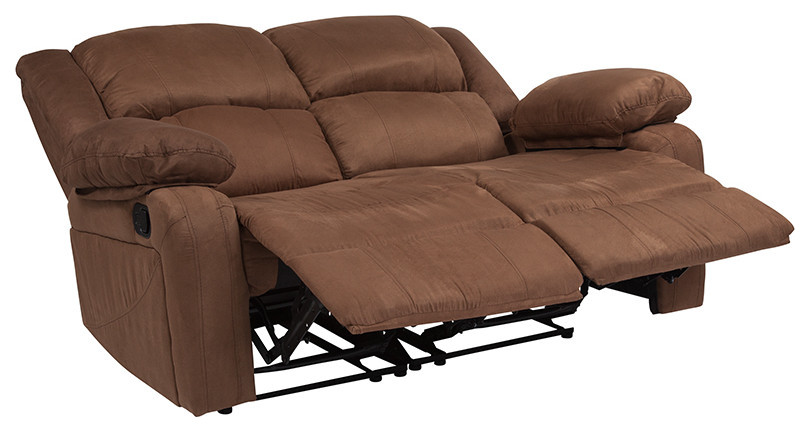 Harmony Series Chocolate Brown Microfiber Loveseat with Two Built In Recliners   Contemporary   Loveseats   by Beyond Design  ampMore  Houzz