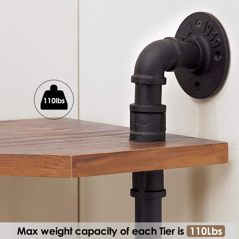 MCombo Industrial Wall Mount Pipe Shelves  Solid Wood