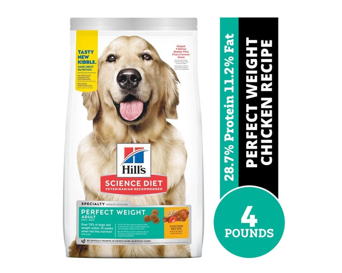 Hills Science Diet Adult Perfect Weight Chicken Recipe Dry Dog Food， 4 lb. Bag