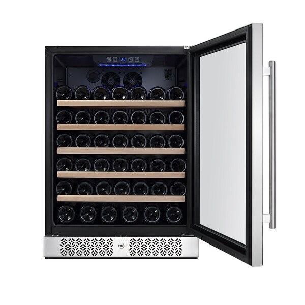 24 in. Single Zone 52-Bottle Built-In and Freestanding Wine Chiller Refrigerator in Stainless Steel