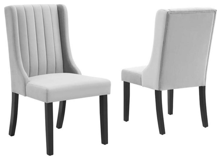 Modway Renew 19.5 quotVelvet Parson Dining Side Chairs in Light Gray (Set of 2)   Transitional   Dining Chairs   by Homesquare  Houzz