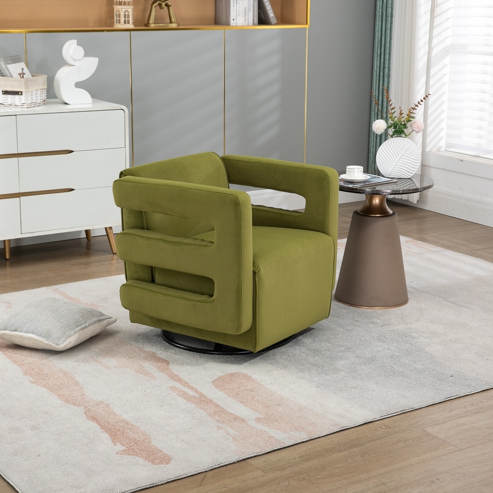 Living Room Textured Single Sofa Tufted Accent Sofa Chair Hollow Armchairs Child Lounge Chair Couch Side Chair  Olive