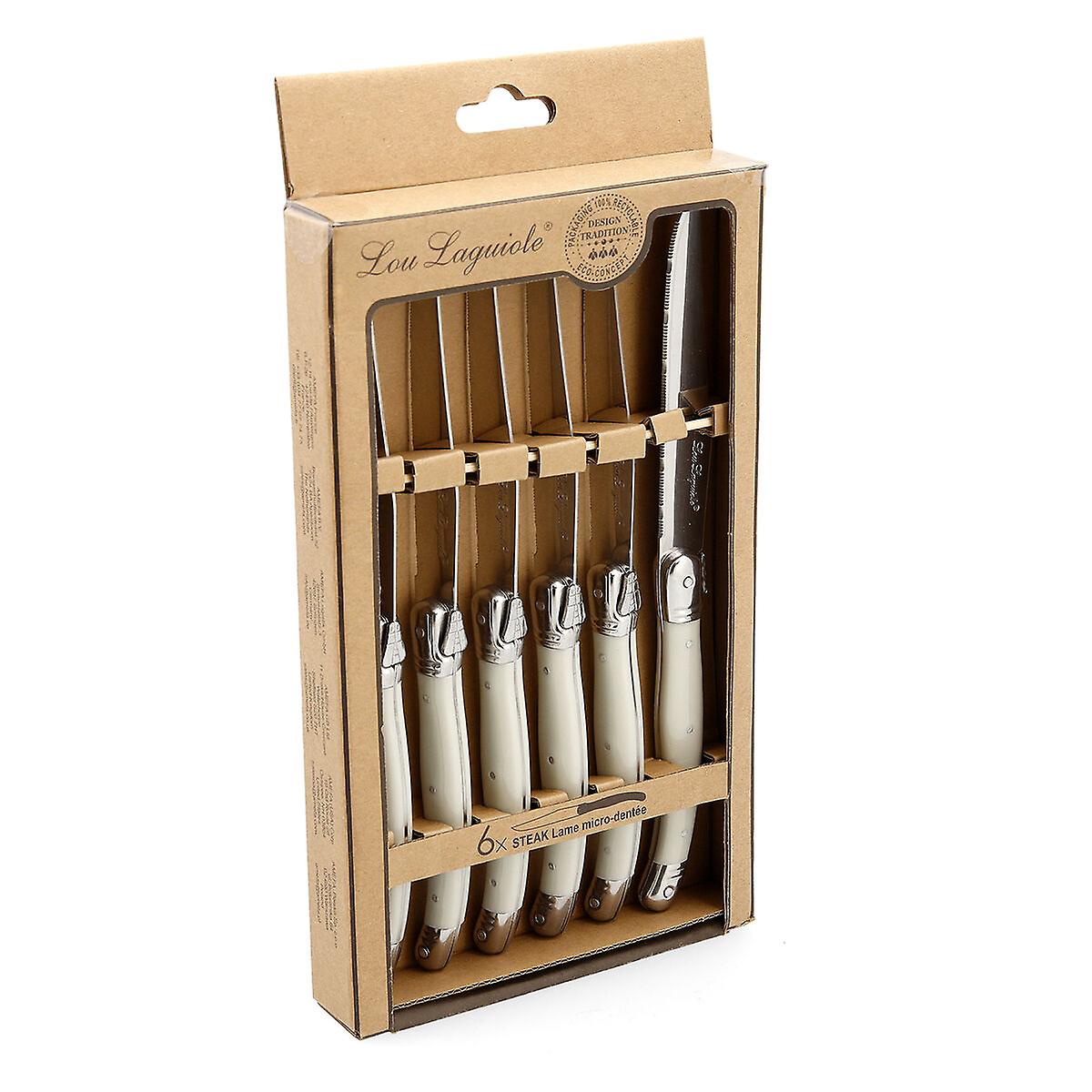 Knife Set Lou Laguiole Rustic Meats White Metal 6 Units