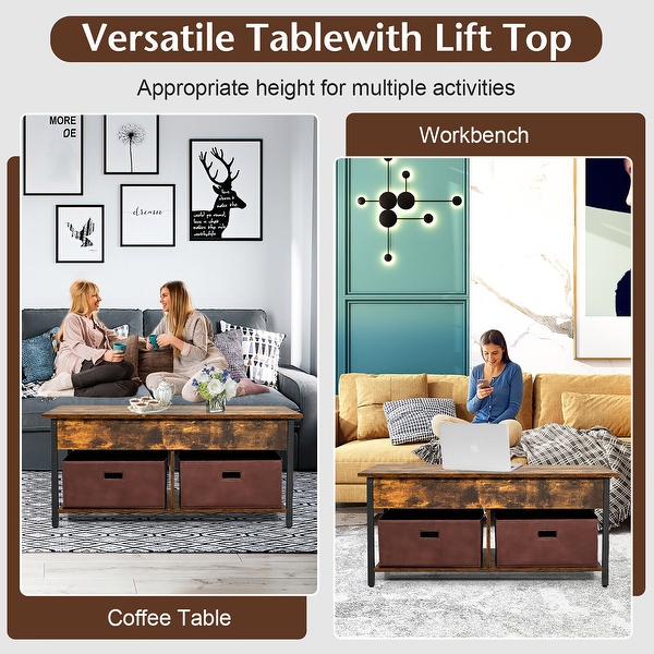 Gymax Lift Top Coffee Table Multifunctional Pop-up Central Table with