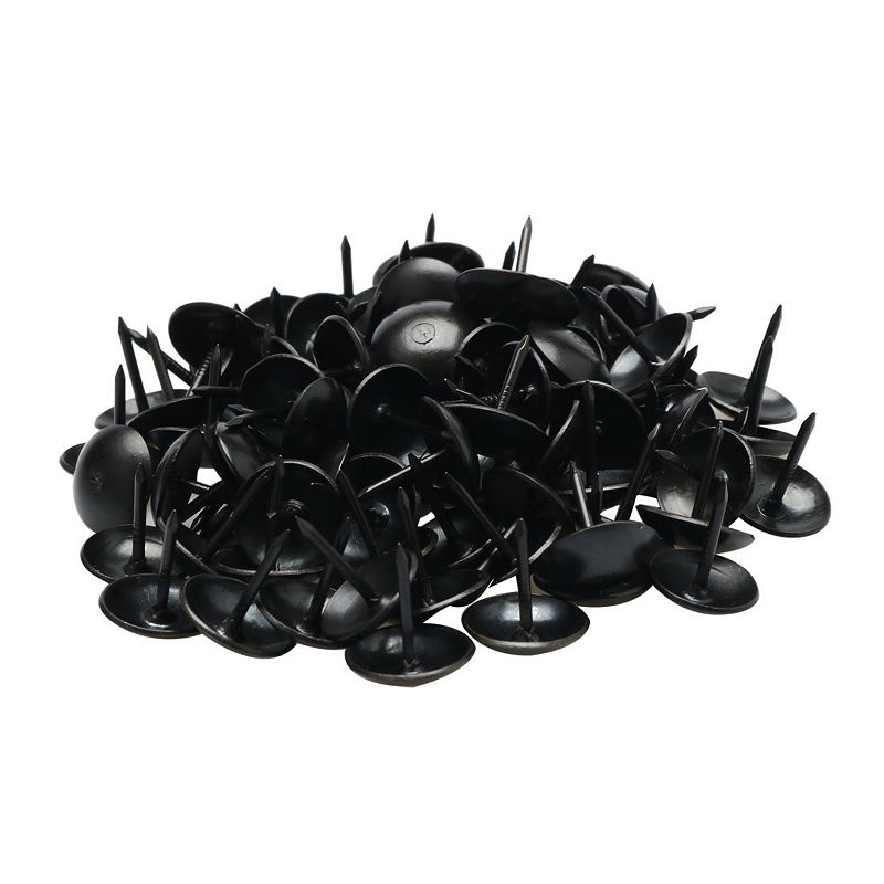 Home Metal Round Hat Thumb Tack Nail Push Pin Black 0.4 x 0.5 100pcs