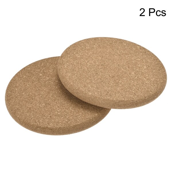 100mm Round Coasters 10mm Thick Cork Cup Mat Pad Round Edge 2pcs - Wood