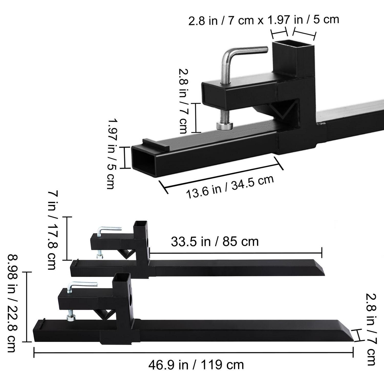 VEVORbrand Clamp On Pallet Forks 4000 lbs， Tractor Bucket Forks 60in Quick Attach， Fork Attachment for Skid Steer，Loader Bucket