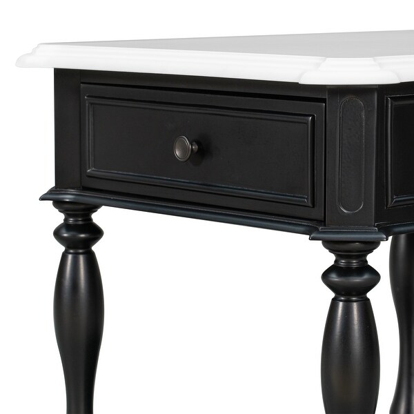 Classic Two-Tone End Table with Open Shelf and Storage Drawer for allway， Foyer， Den， Living Room