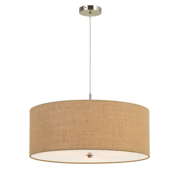 X 24 quot Addison Burlap Drum Pendant Light Tan Cal Lighting