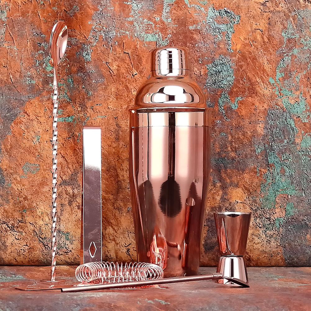 Rose Gold Boston Shaker 6pcs Bar Cocktail Set Drink Making Shaker Kit Stainless Steel Mixer Making Gift