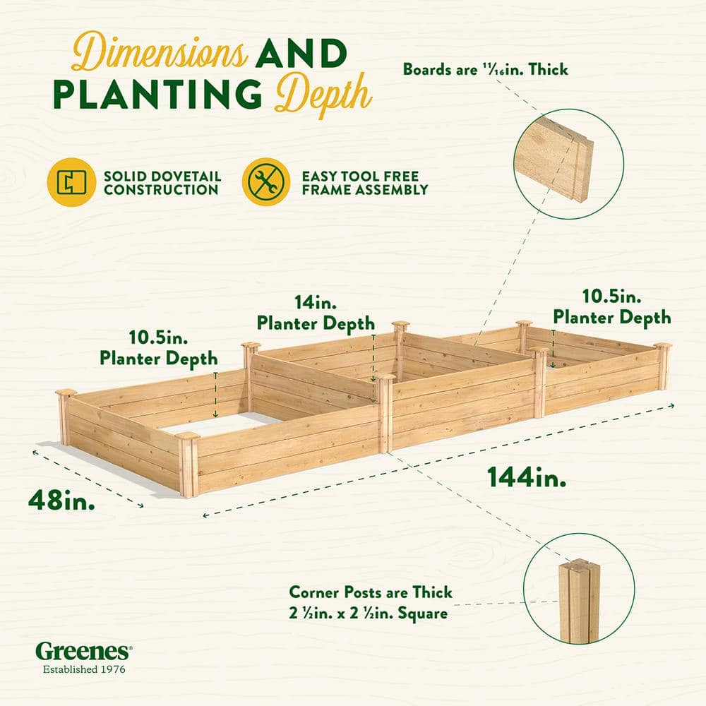 Greenes Fence 4 ft. x 12 ft. Tall Tiers Original Cedar Raised Garden Bed RC4T8S34B