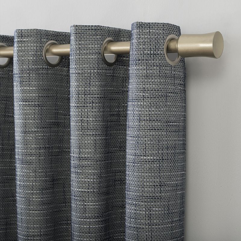 Sun Zero Kline 100% Blackout Thermal Burlap Weave Grommet Window Curtain