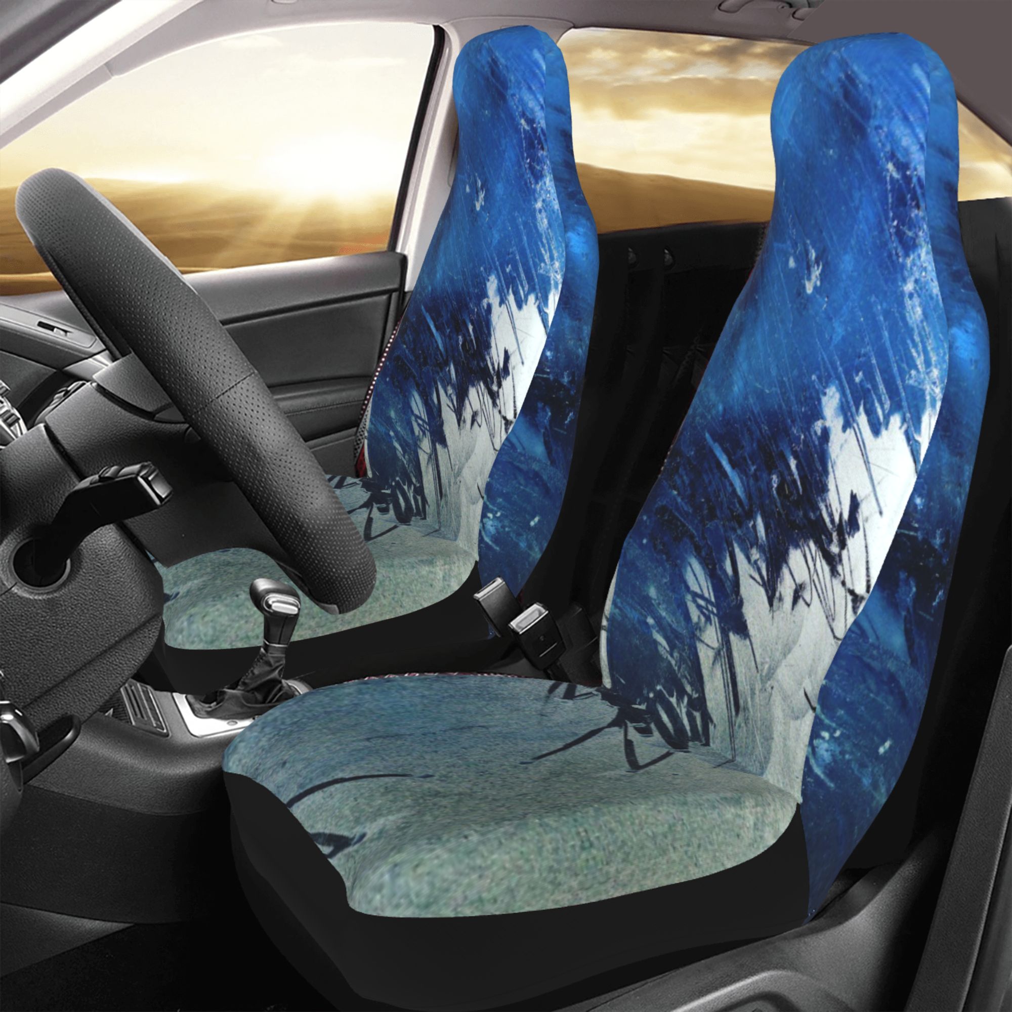 ZICANCN Car Seat Cover Blue Abstract Ink Car Front Seat Covers Protectors ， Automotive Seat Covers for Cars Trucks Suv