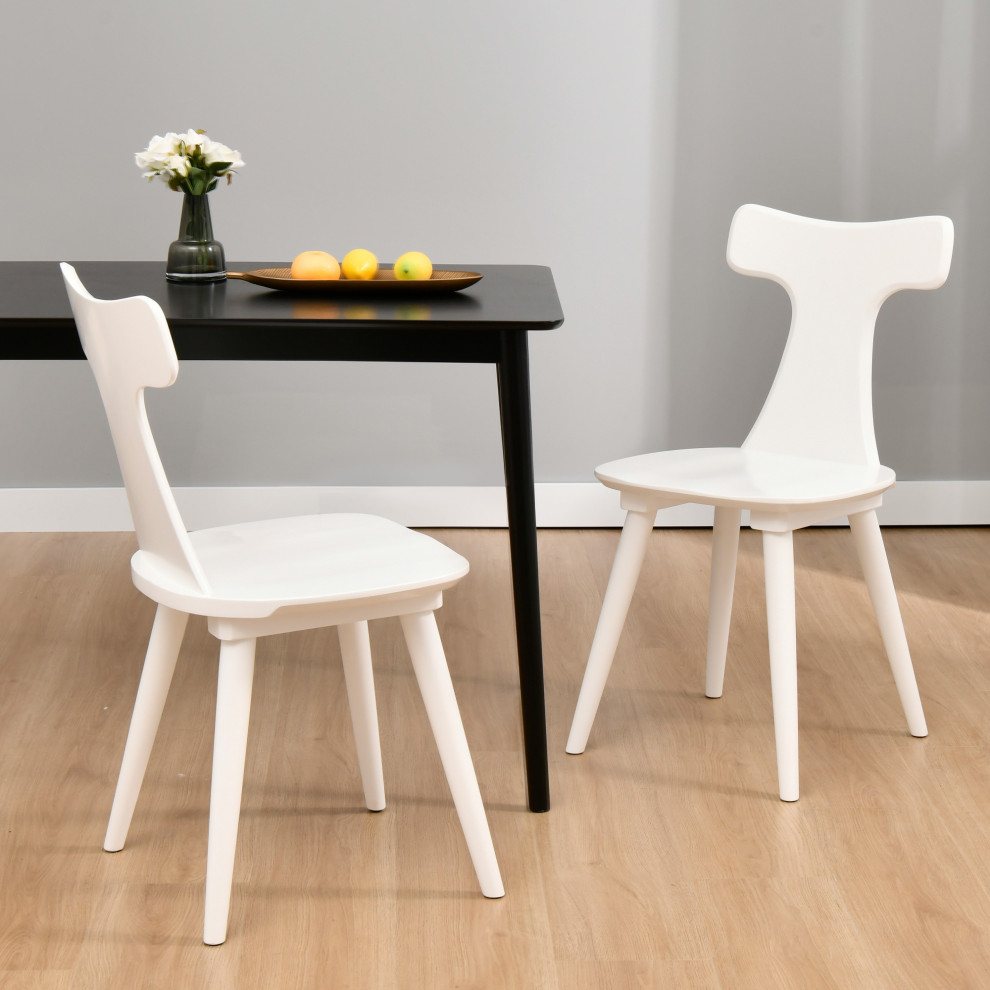 Set of 2 Curved Slat Back Wooden Dining Chairs  Counter Chairs   Farmhouse   Dining Chairs   by Duhome inc  Houzz