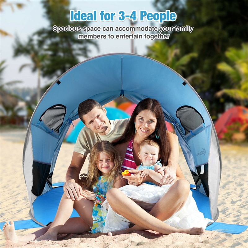 Pop Up Beach Tent Anti-UV UPF 50+ Portable Sun Shade Shelter