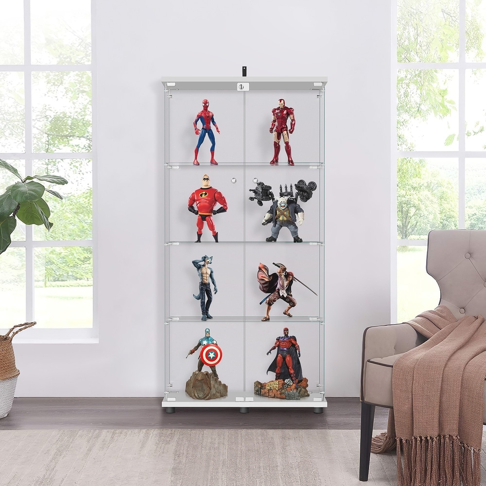 Tempered Glass Bookshelf Curio Display Cabinet