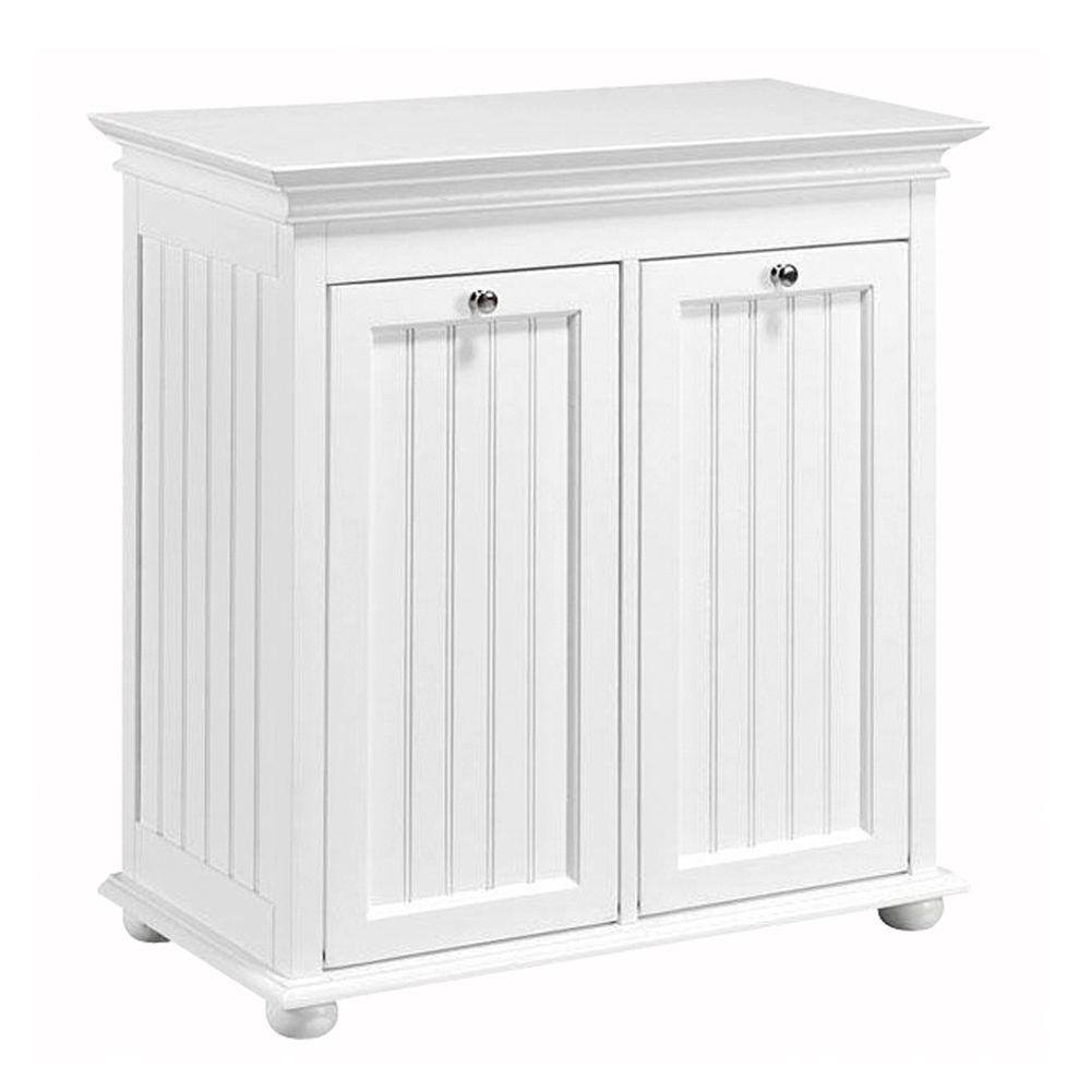 Home Decorators Collection Hampton Harbor 26 in. W Double Tilt-Out Beadboard Hamper in White BF-24261-WH