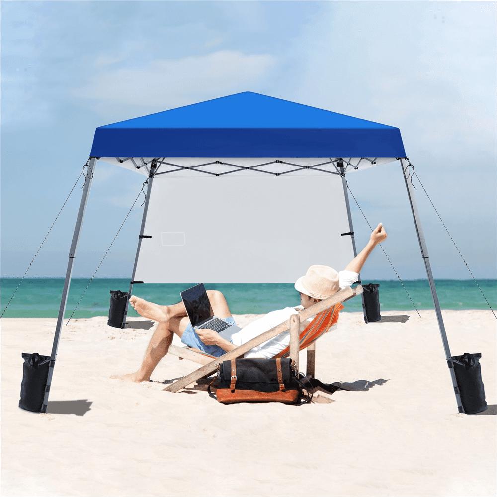 Easyfashion 10x10ft Pop-Up Canopy with Sun Shade Wall， Blue