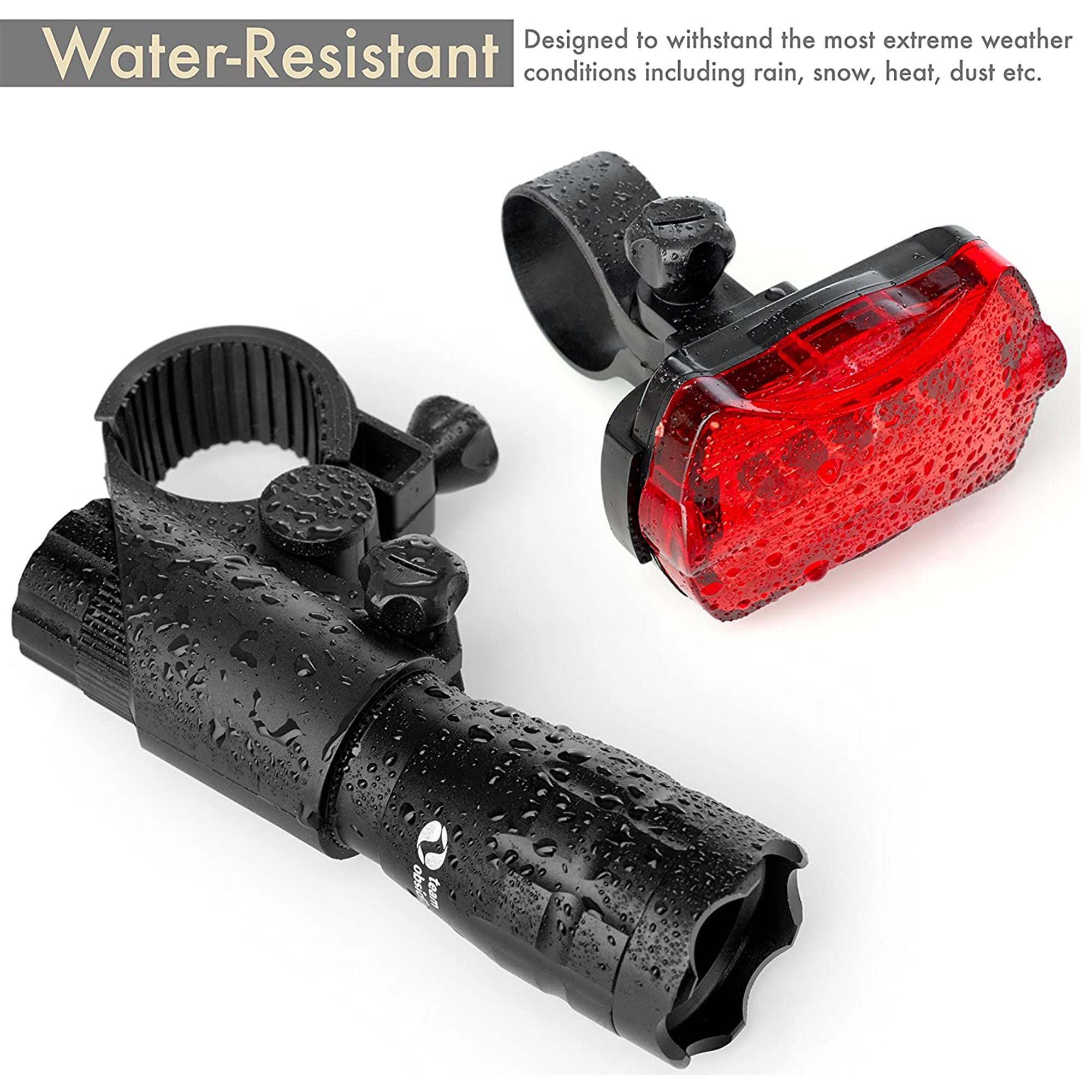 TeamObsidian Bike Light Set Bright Front and Back LED Bicycle Lights for Night Riding