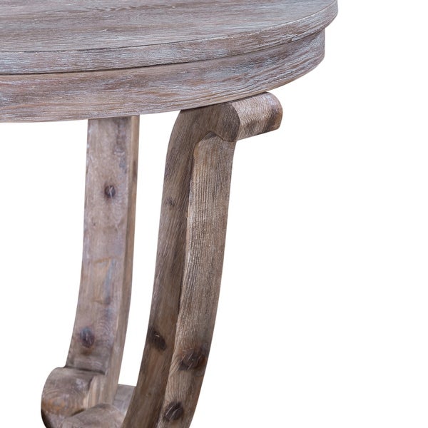 The Gray Barn Greystone Mill Stone White Wash Wire Brush End Table