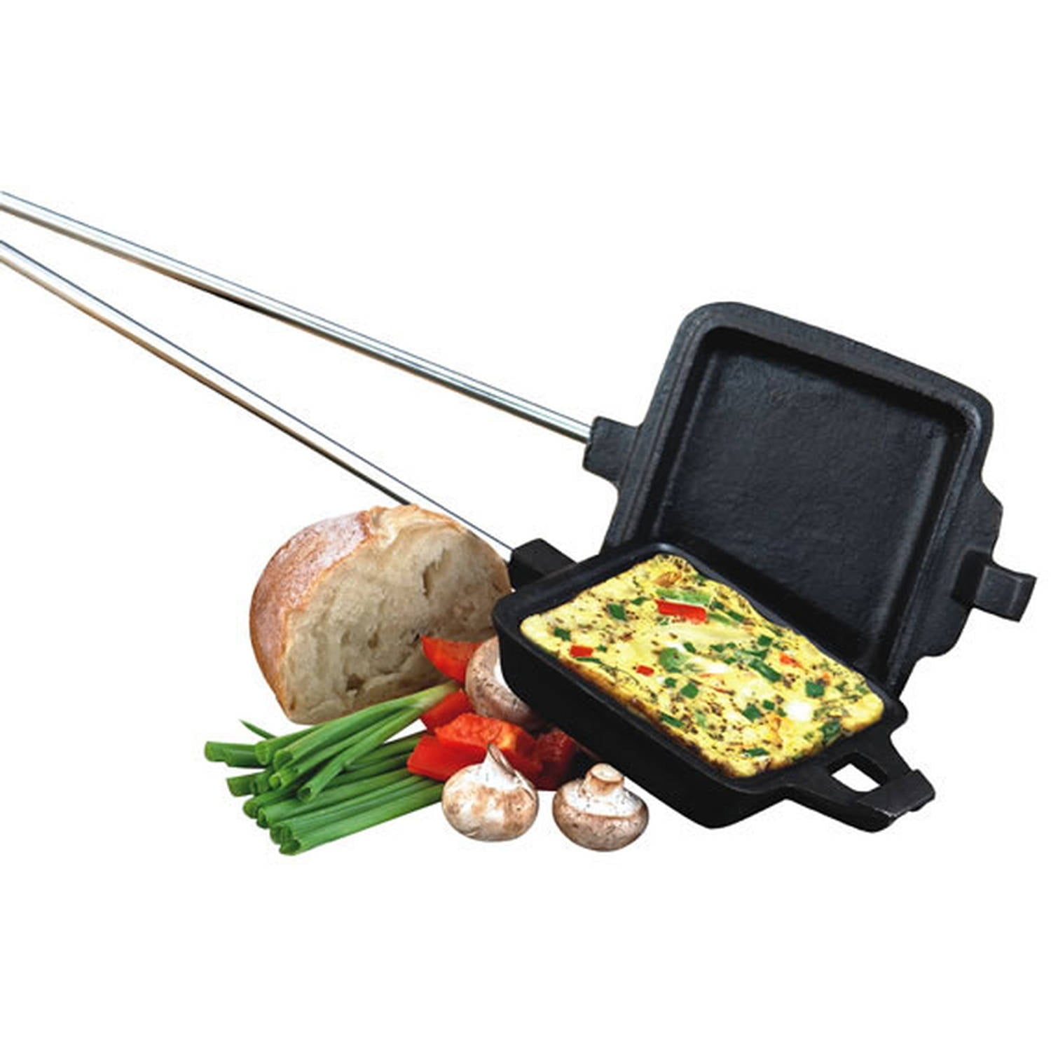 Camp Chef Pre-Seasoned Cast Iron Single Square Cooking Iron, SSPI, Campfire Rotisserie