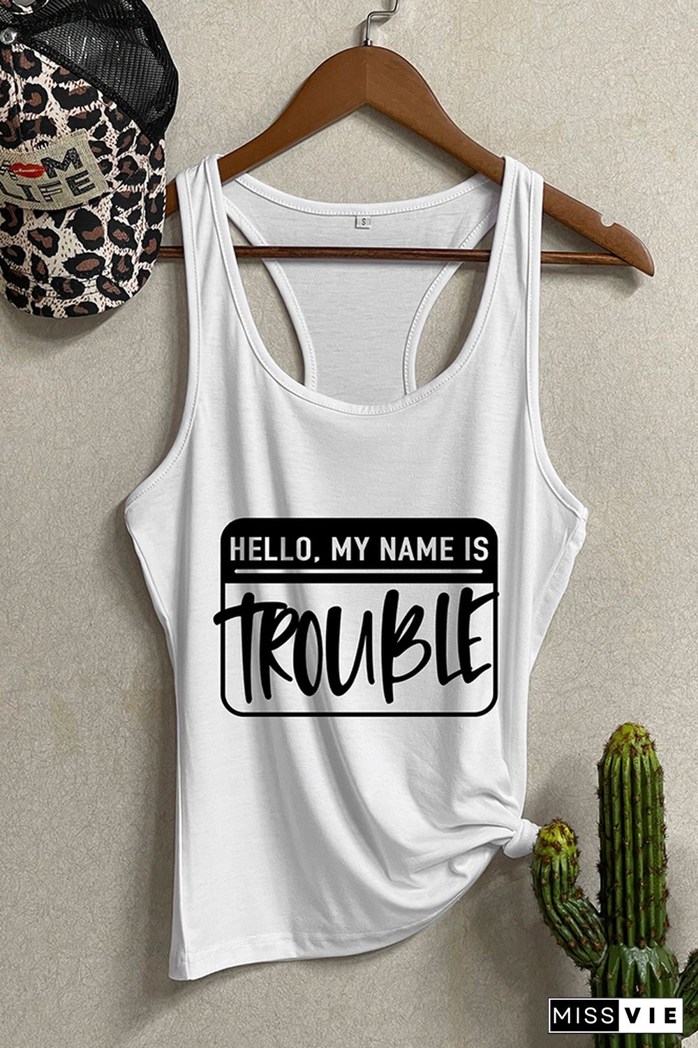 Hello My Name Is Trouble Sleeveless Tank Top Wholesale