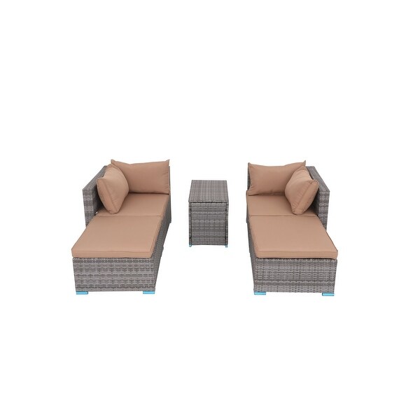 5piece Patio Furniture Wicker Sectional Sofa Set with Cushions