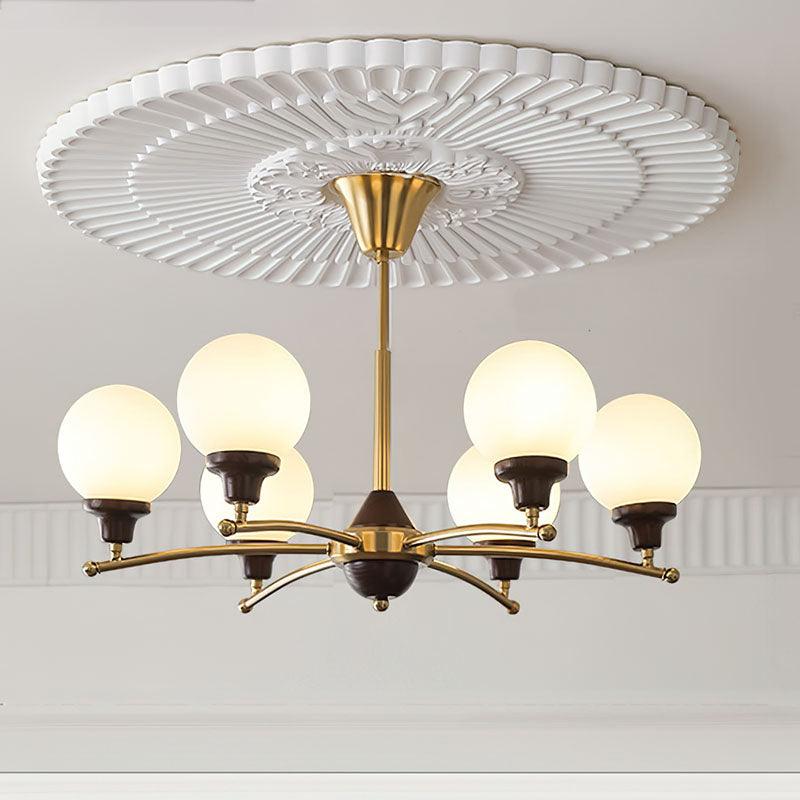 Walnut Glass Ball Chandelier