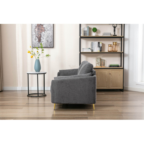 Contemporary 1pc Loveseat Dark Gray with Gold Meta...